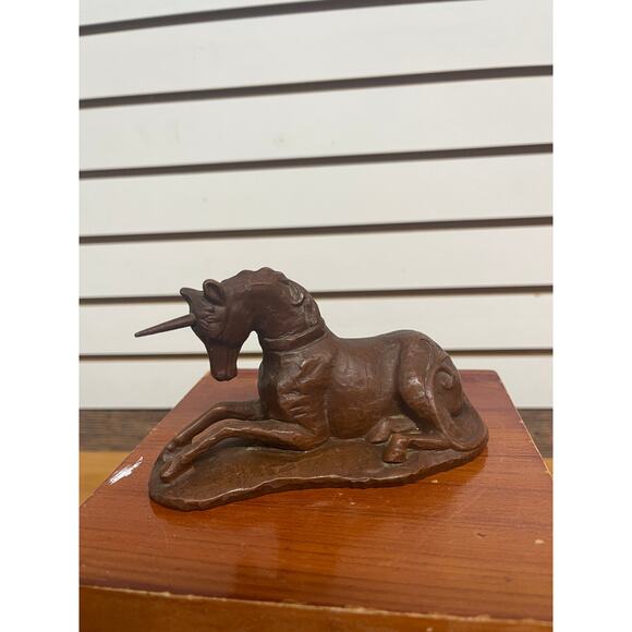 Vintage hand carved Wooden Unicorn Figurine 6" Kitschy Fantasy Decor - Picture 8 of 8
